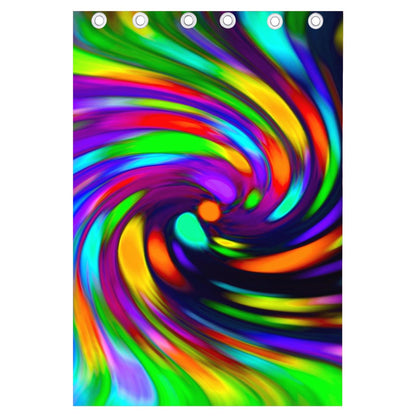 Colorful Spiral Trippy Print Curtain