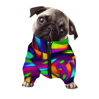 Colorful Spiral Trippy Print Dog Zip Up Jacket