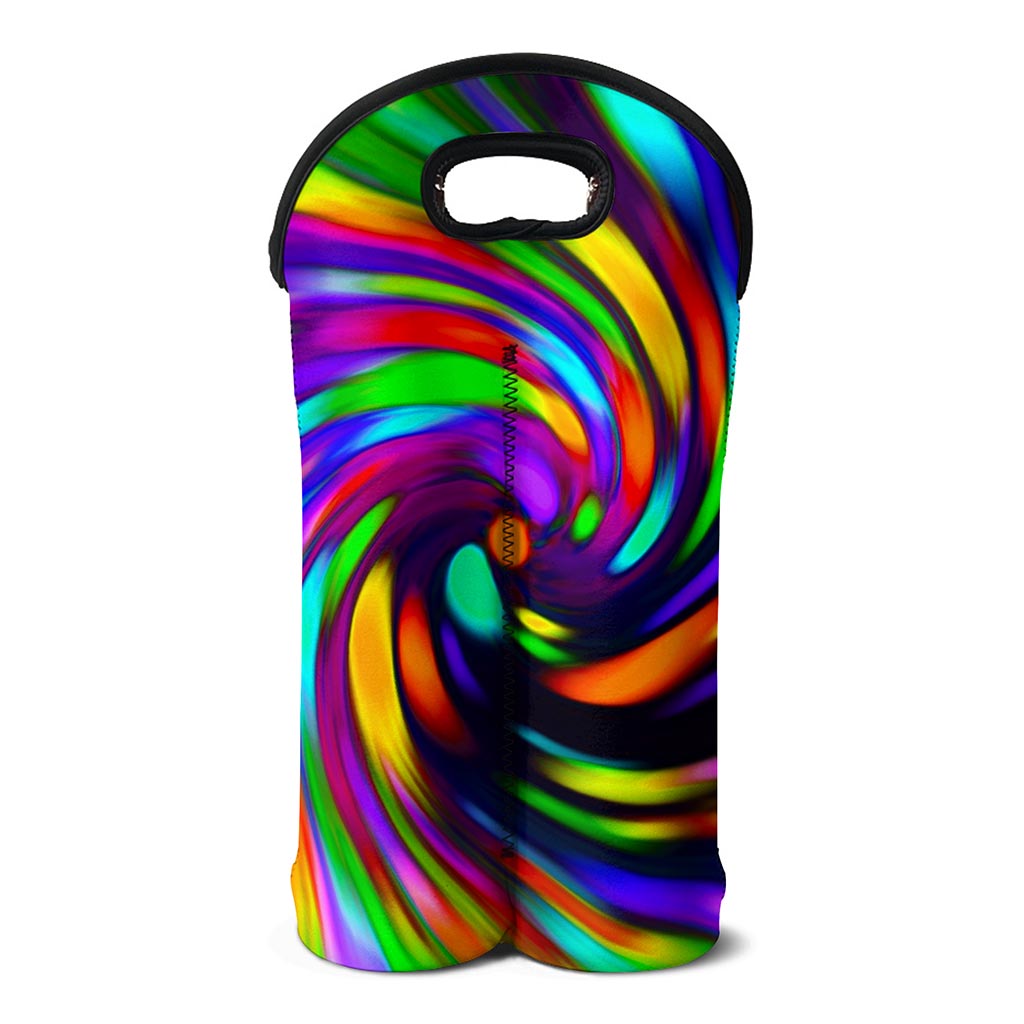 Colorful Spiral Trippy Print Double Neoprene Wine Tote