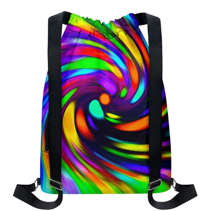 Colorful Spiral Trippy Print Drawstring Backpack