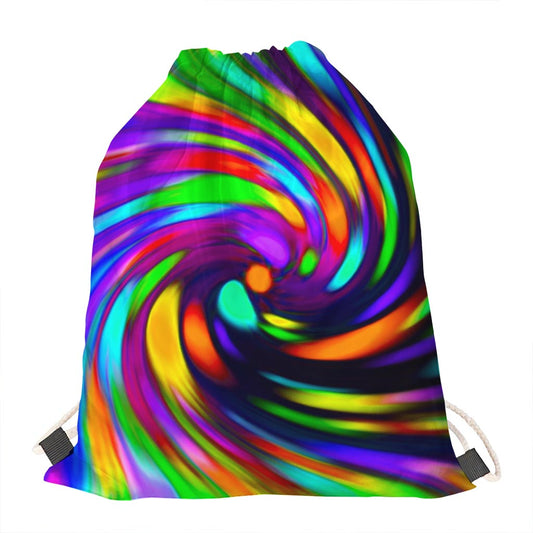 Colorful Spiral Trippy Print Drawstring Bag