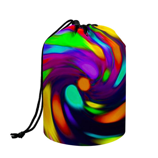Colorful Spiral Trippy Print Drawstring Makeup Bag