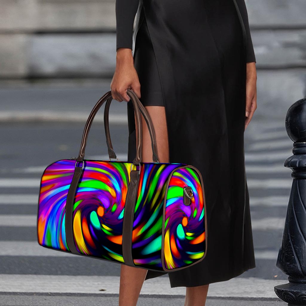 Colorful Spiral Trippy Print Duffle Bag
