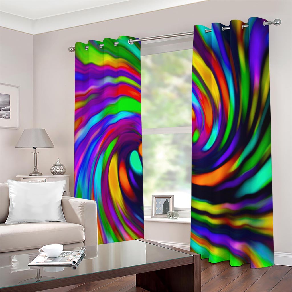 Colorful Spiral Trippy Print Extra Wide Grommet Curtains