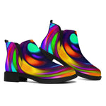 Colorful Spiral Trippy Print Flat Ankle Boots