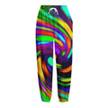 Colorful Spiral Trippy Print Fleece Lined Knit Pants