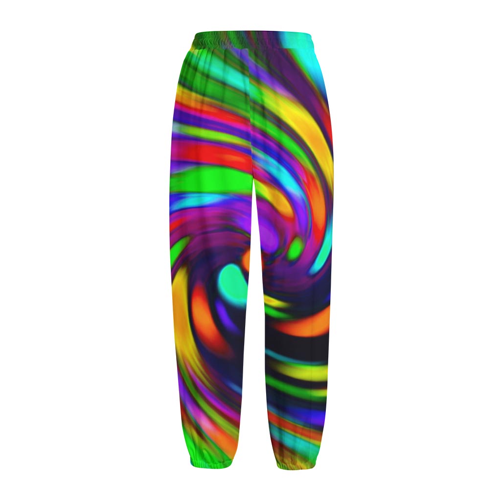 Colorful Spiral Trippy Print Fleece Lined Knit Pants