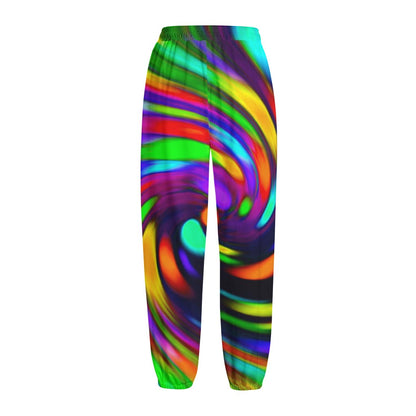 Colorful Spiral Trippy Print Fleece Lined Knit Pants