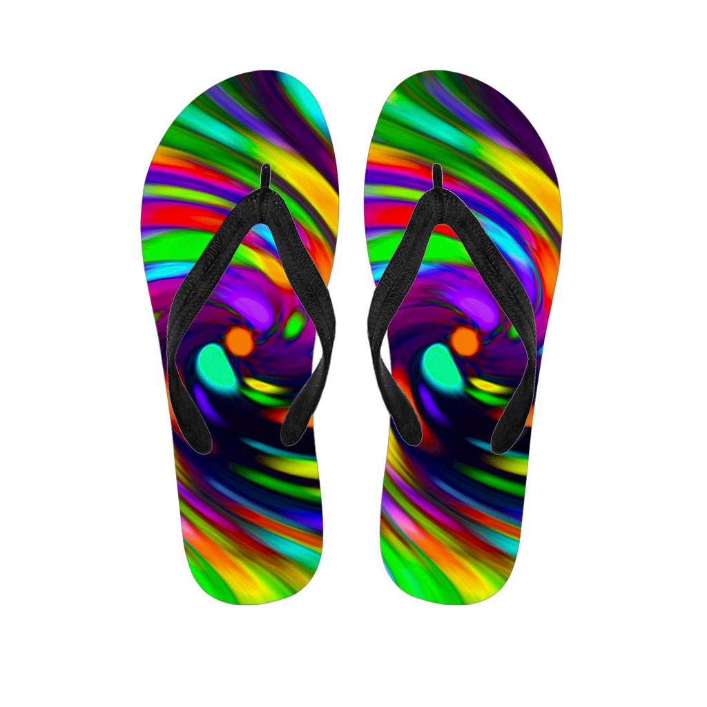 Colorful Spiral Trippy Print Flip Flops