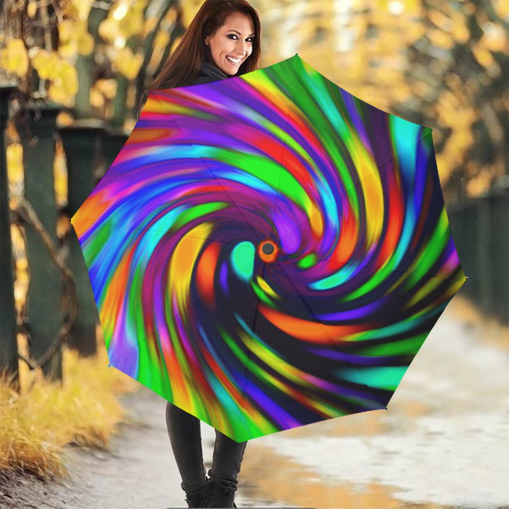 Colorful Spiral Trippy Print Foldable Umbrella