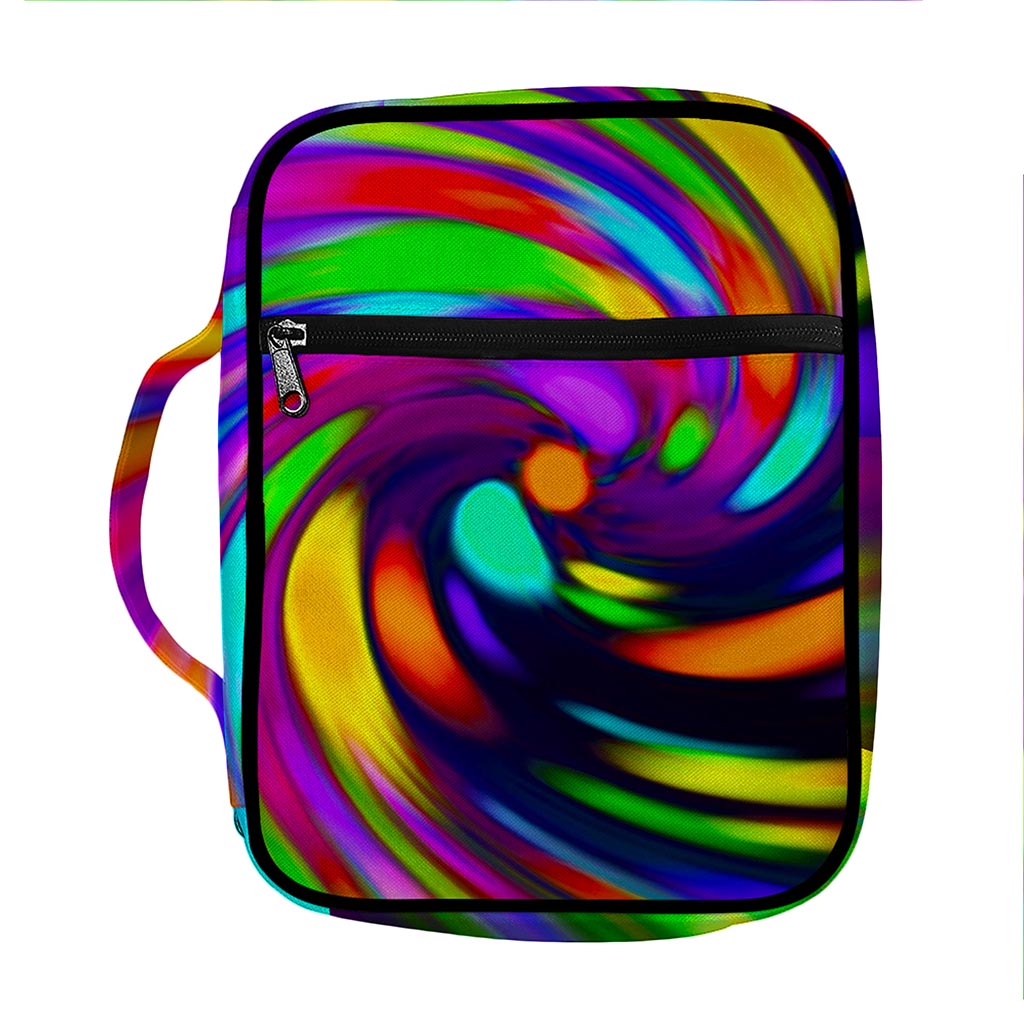Colorful Spiral Trippy Print Front Pocket Bible Bag