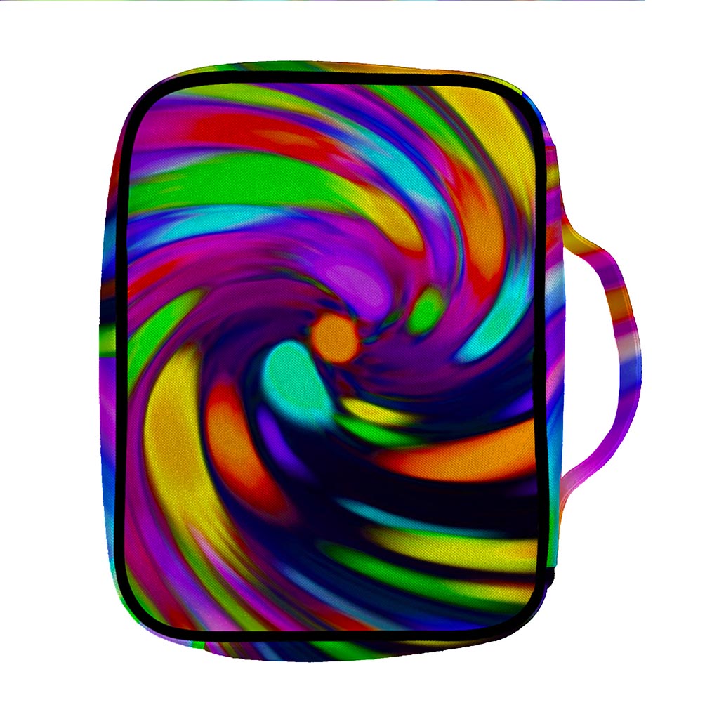 Colorful Spiral Trippy Print Front Pocket Bible Bag