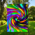 Colorful Spiral Trippy Print Garden Flag