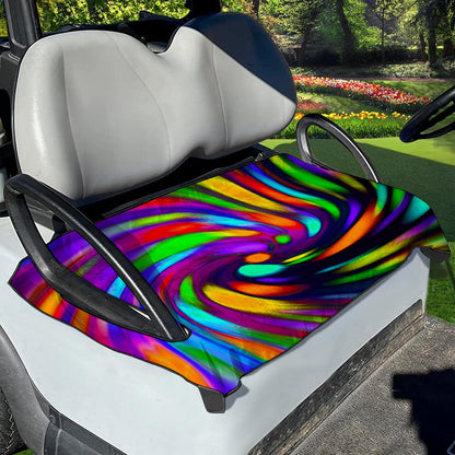 Colorful Spiral Trippy Print Golf Cart Seat Cover