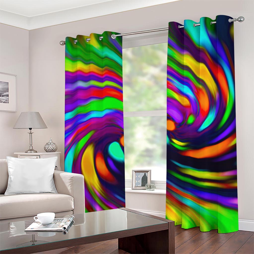 Colorful Spiral Trippy Print Grommet Curtains