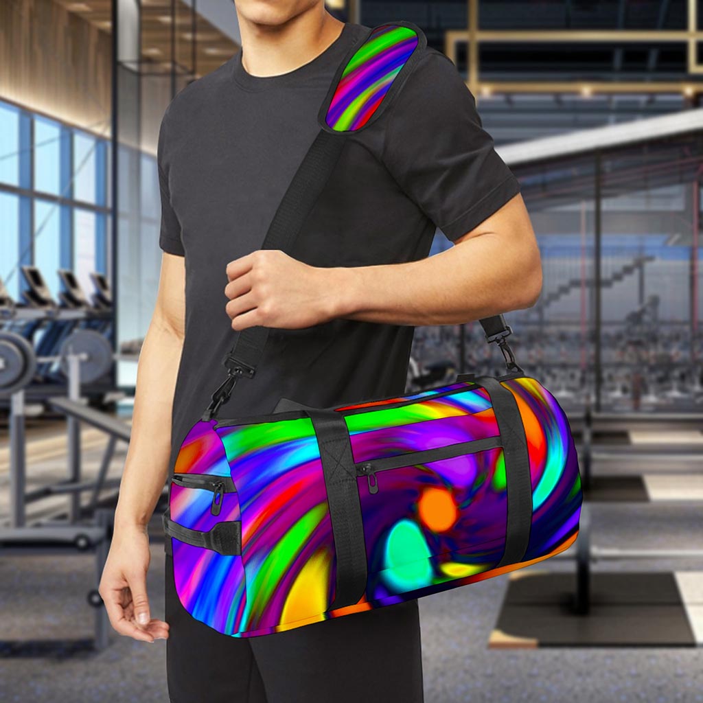 Colorful Spiral Trippy Print Gym Bag
