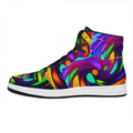 Colorful Spiral Trippy Print High Top Leather Sneakers