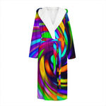 Colorful Spiral Trippy Print Hooded Bathrobe