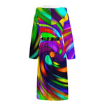 Colorful Spiral Trippy Print Hooded Bathrobe