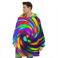 Colorful Spiral Trippy Print Hoodie Blanket