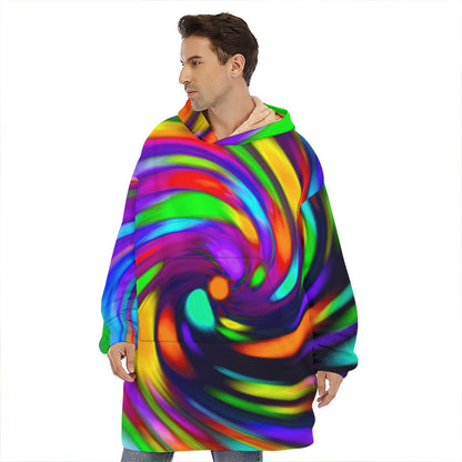Colorful Spiral Trippy Print Hoodie Blanket