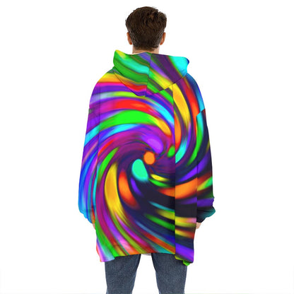 Colorful Spiral Trippy Print Hoodie Blanket
