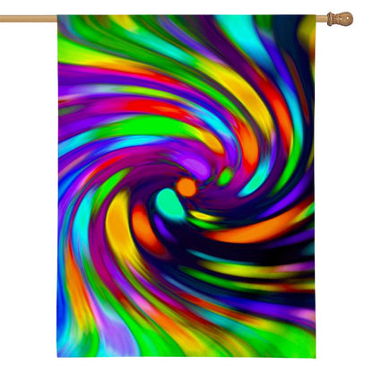 Colorful Spiral Trippy Print House Flag