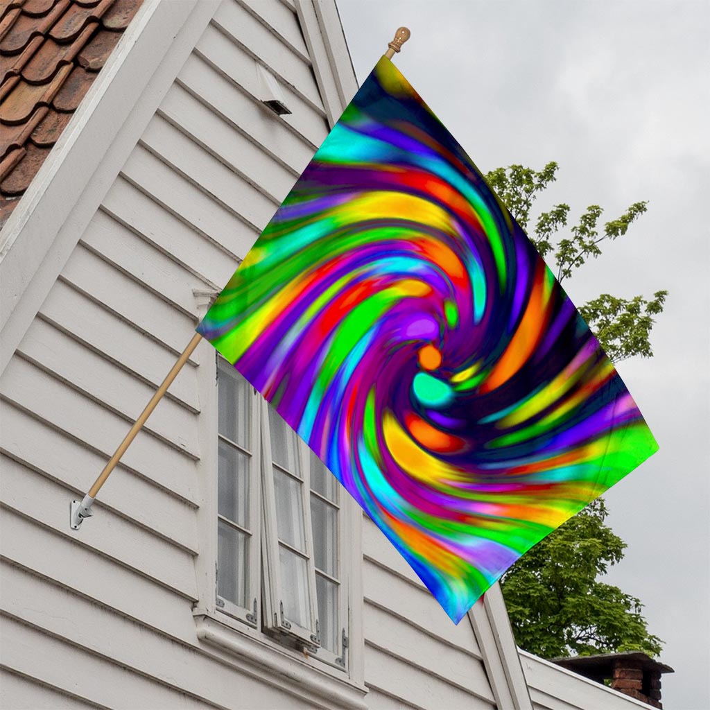 Colorful Spiral Trippy Print House Flag
