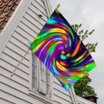 Colorful Spiral Trippy Print House Flag