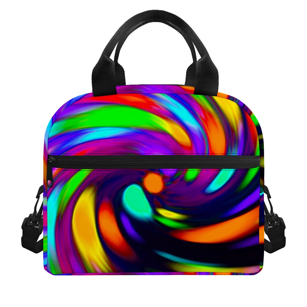 Colorful Spiral Trippy Print Insulated Lunch Bag