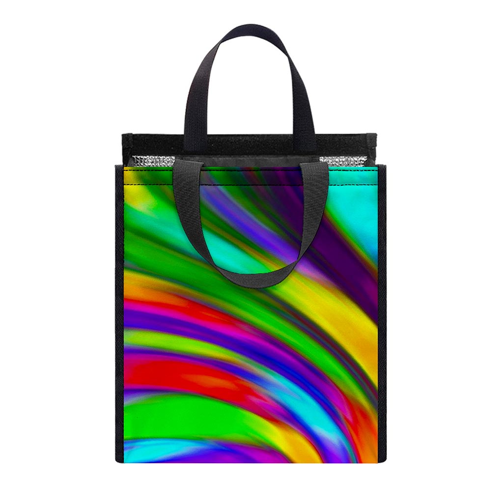 Colorful Spiral Trippy Print Insulated Lunch Tote
