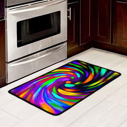 Colorful Spiral Trippy Print Kitchen Mat