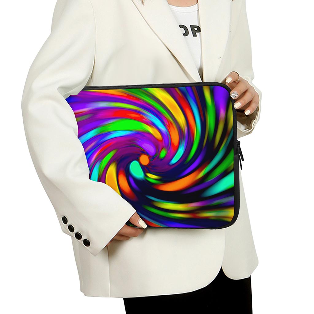 Colorful Spiral Trippy Print Laptop Sleeve