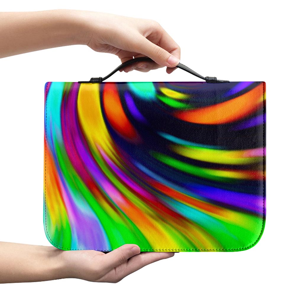 Colorful Spiral Trippy Print Leather Bible Cover