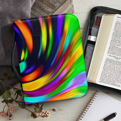 Colorful Spiral Trippy Print Leather Bible Cover