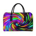 Colorful Spiral Trippy Print Leather Duffel Bag