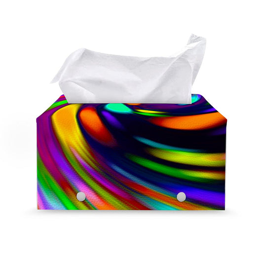 Colorful Spiral Trippy Print Leather Tissue Box Cover
