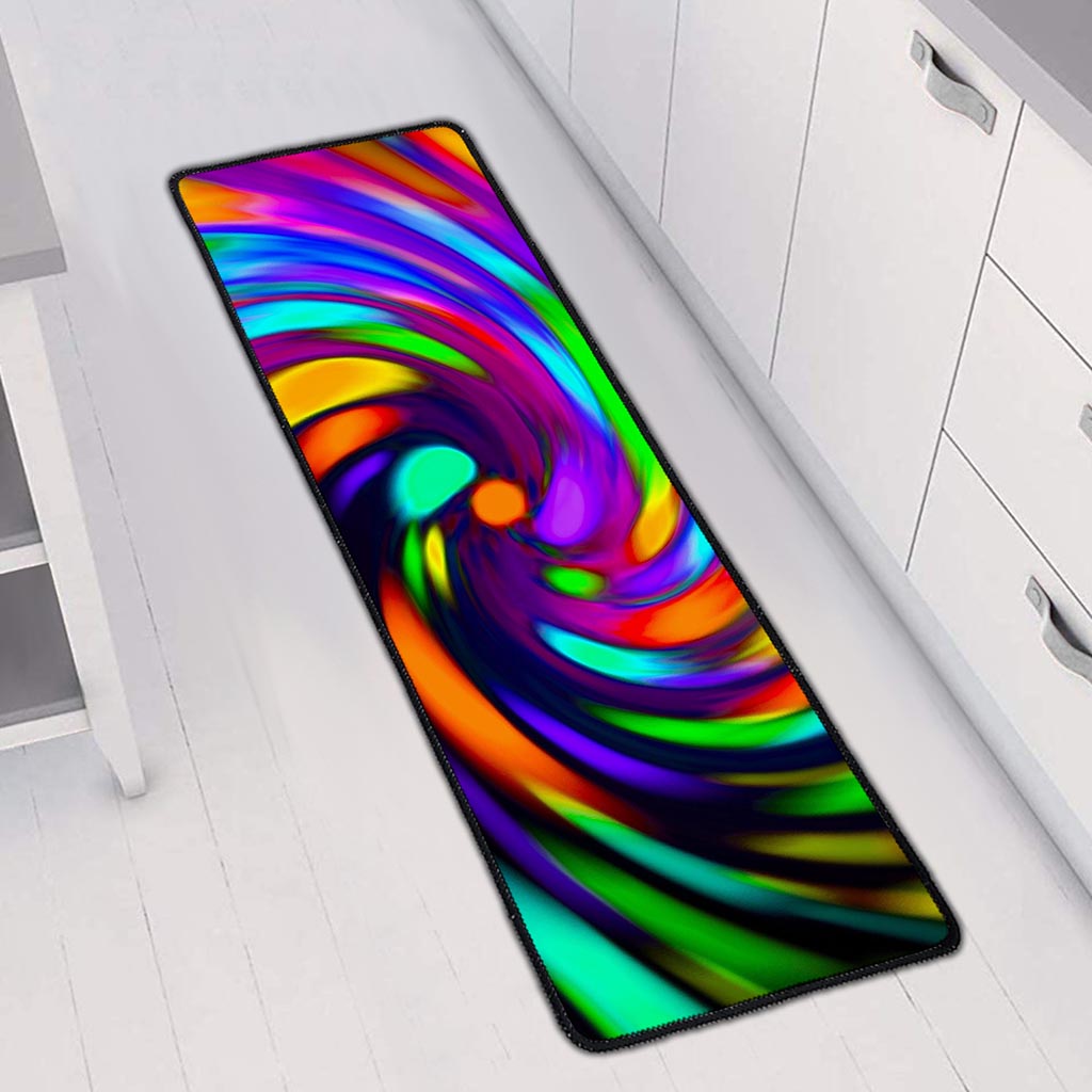 Colorful Spiral Trippy Print Long Kitchen Mat