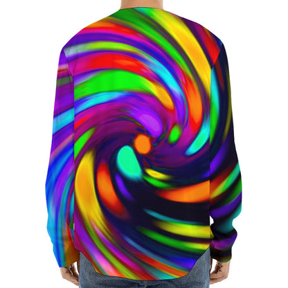 Colorful Spiral Trippy Print Long Sleeve Baseball Jersey
