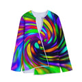 Colorful Spiral Trippy Print Long Sleeve Short Coat