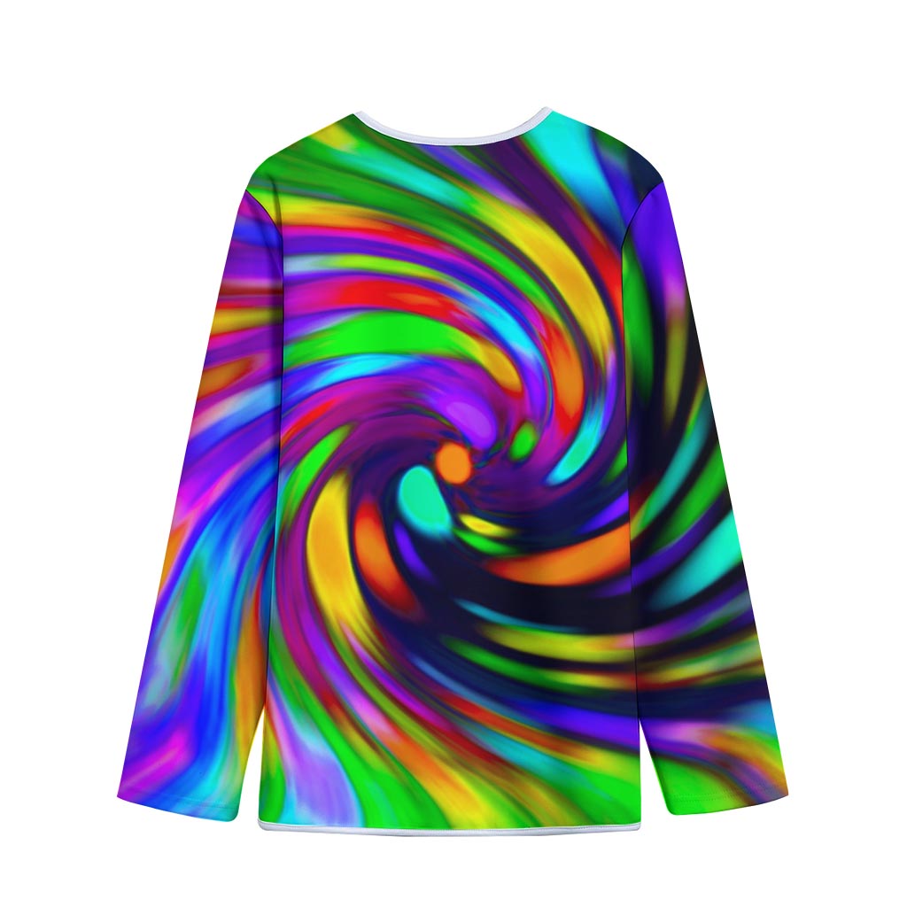 Colorful Spiral Trippy Print Long Sleeve Short Coat