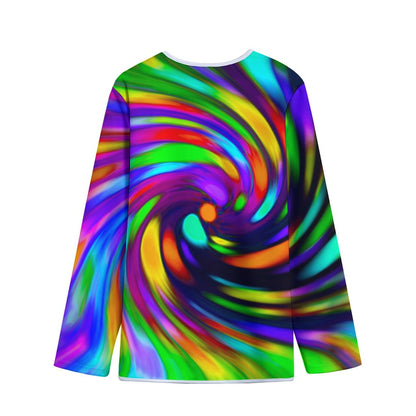 Colorful Spiral Trippy Print Long Sleeve Short Coat