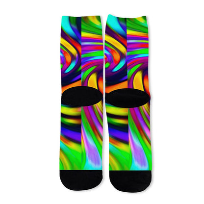 Colorful Spiral Trippy Print Long Socks