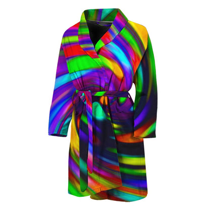 Colorful Spiral Trippy Print Men's Bathrobe