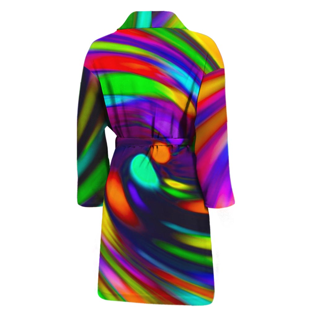 Colorful Spiral Trippy Print Men's Bathrobe