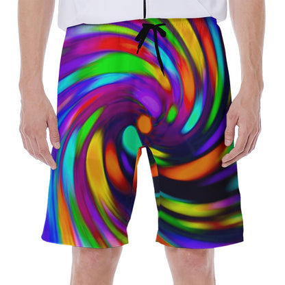 Colorful Spiral Trippy Print Men's Beach Shorts