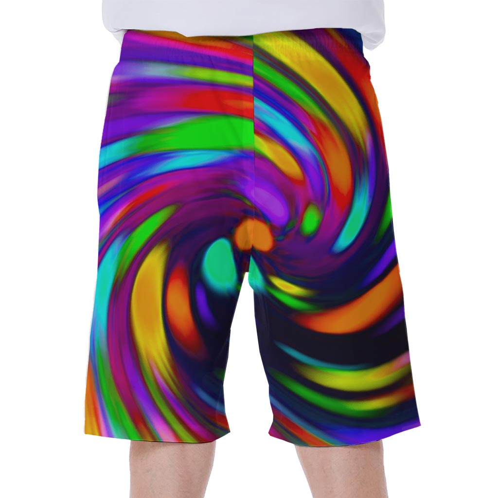 Colorful Spiral Trippy Print Men's Beach Shorts
