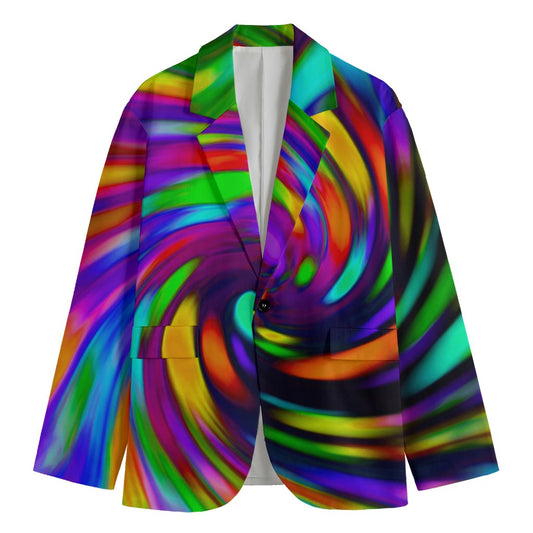 Colorful Spiral Trippy Print Men's Blazer