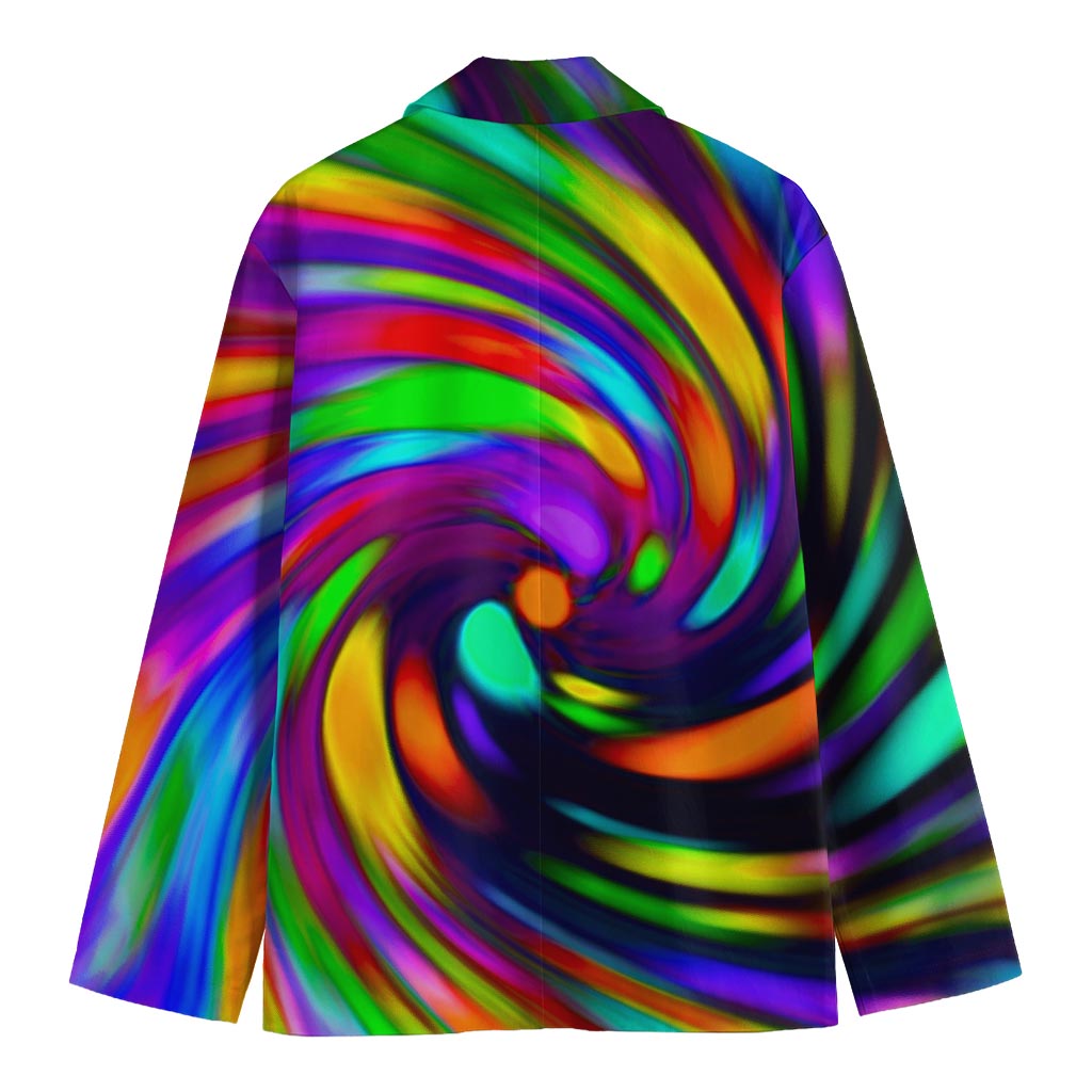 Colorful Spiral Trippy Print Men's Blazer