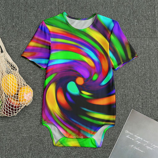 Colorful Spiral Trippy Print Men's Bodysuit